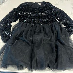 Girls Black Sequin/Tulle Dress